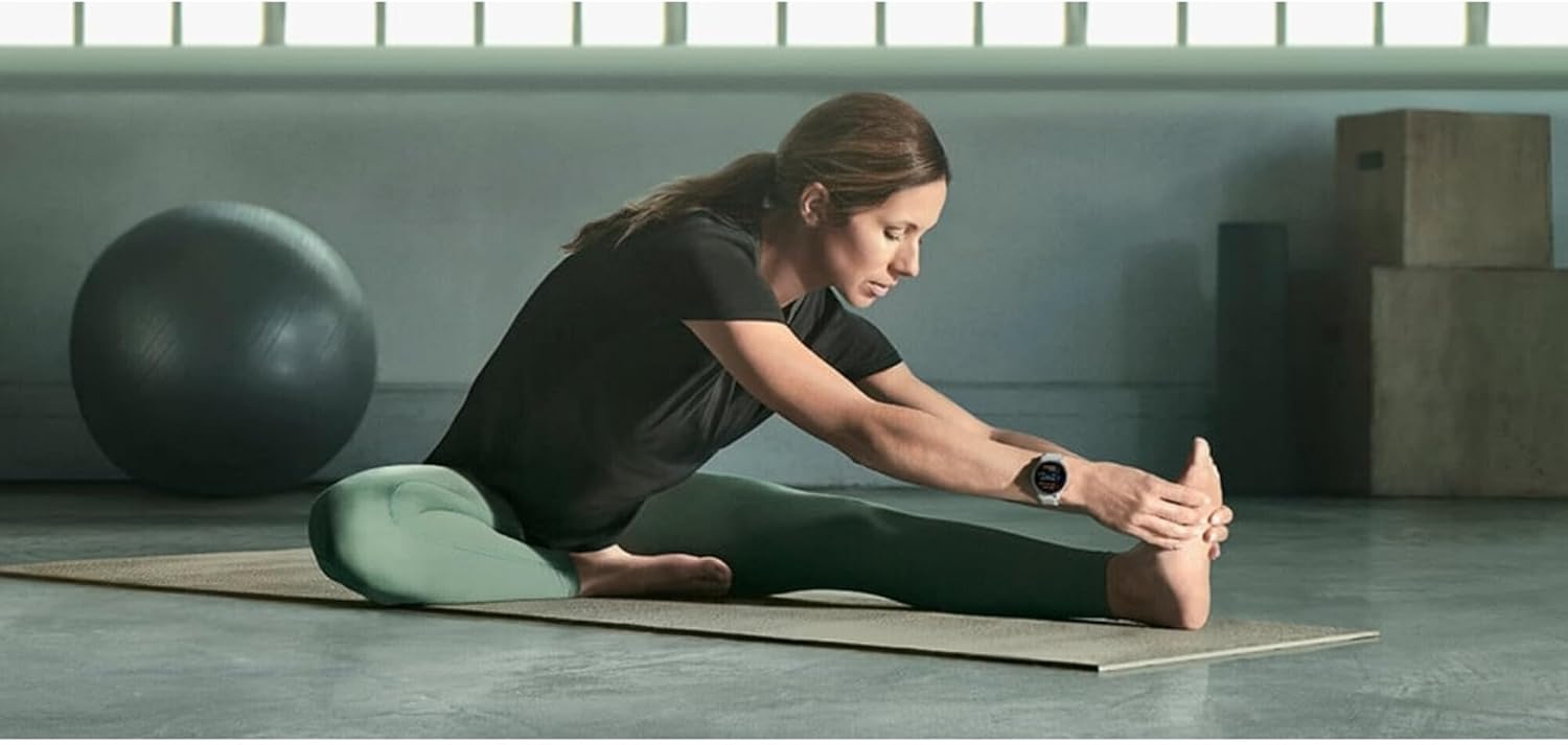 Garmin Forerunner 165 GPS Running Smartwatch (Mist Gray and Whitestone) Bundle with Charger Stand, Charging Cable and 9H Tempered Glass Screen Protector Film Fenix 7S (3-Pack) (3 Items)