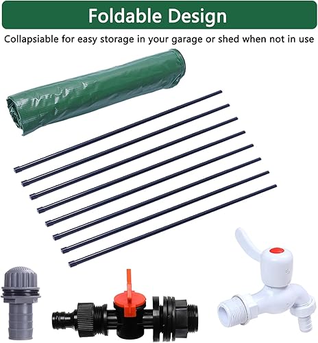 Miniatura 8 de Barril de lluvia plegable, tanque de almacenamiento de agua portátil, sistema de recolección de agua de lluvia, contenedor colector de agua con kit