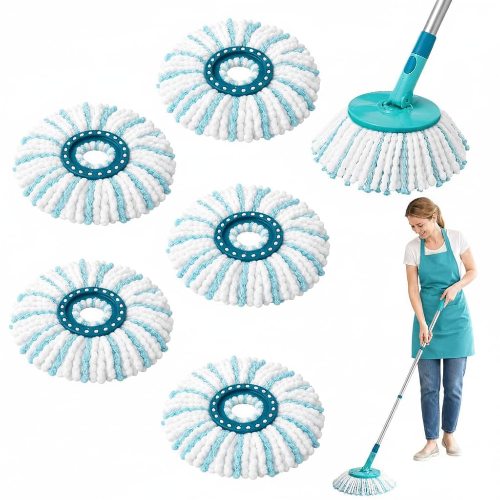 5 Pièces Têtes de Rechange Compatibles avec Leifheit Clean Twist Disc Mop Micro Set & Clean Twist M Wischmopp Rund, Balai Serpillière en Microfibres Super Absorbantes pour Tous Types de Sols
