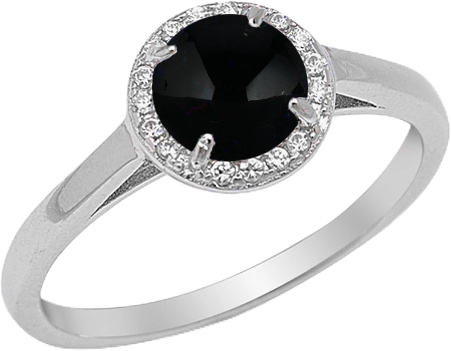 CHOOSE YOUR COLOR Sterling Silver Round Halo Ring