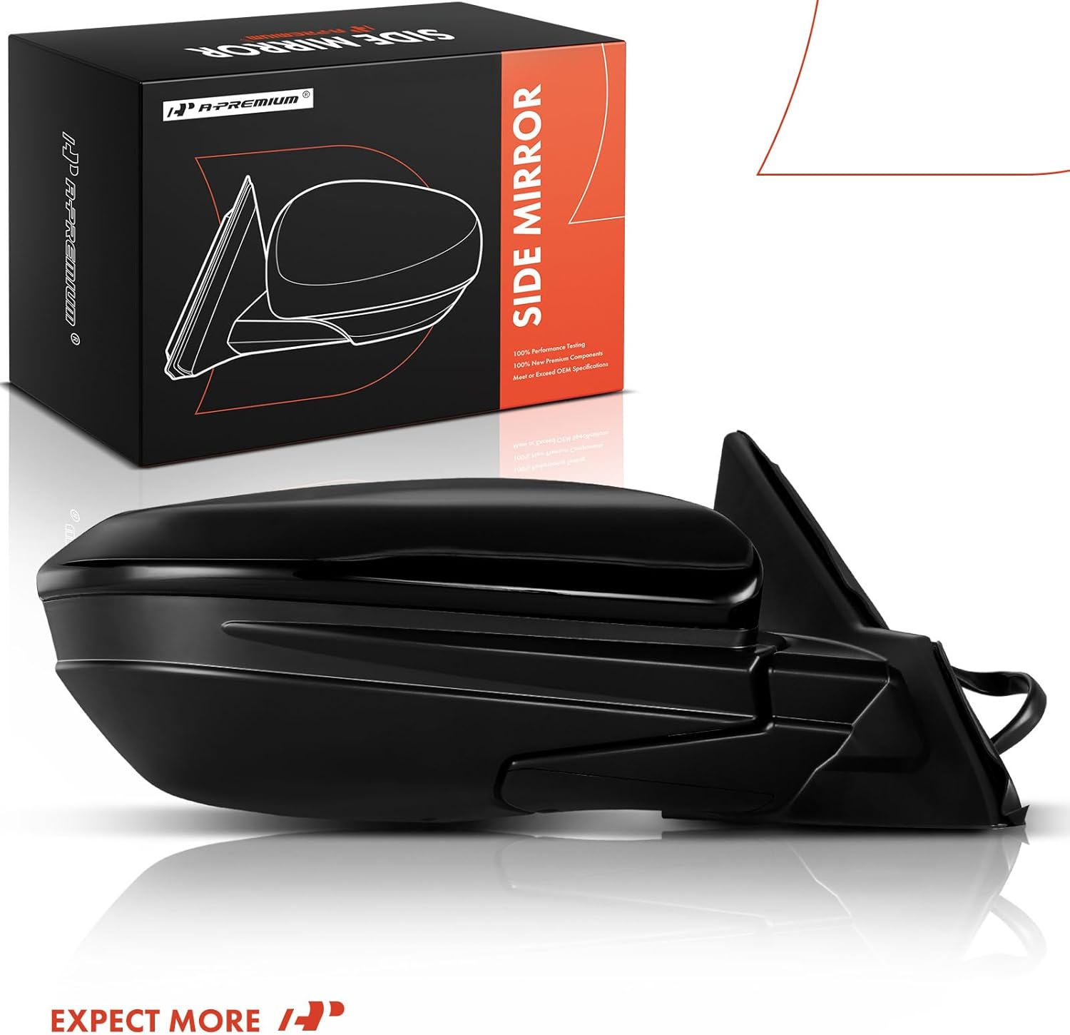 A-Premium Passenger Side Power Door Mirror - Compatible with Honda Civic 2016 2017 2018 2019 2020 2021 - Non-Heated Manual Folding Black Outside Rear View Mirror