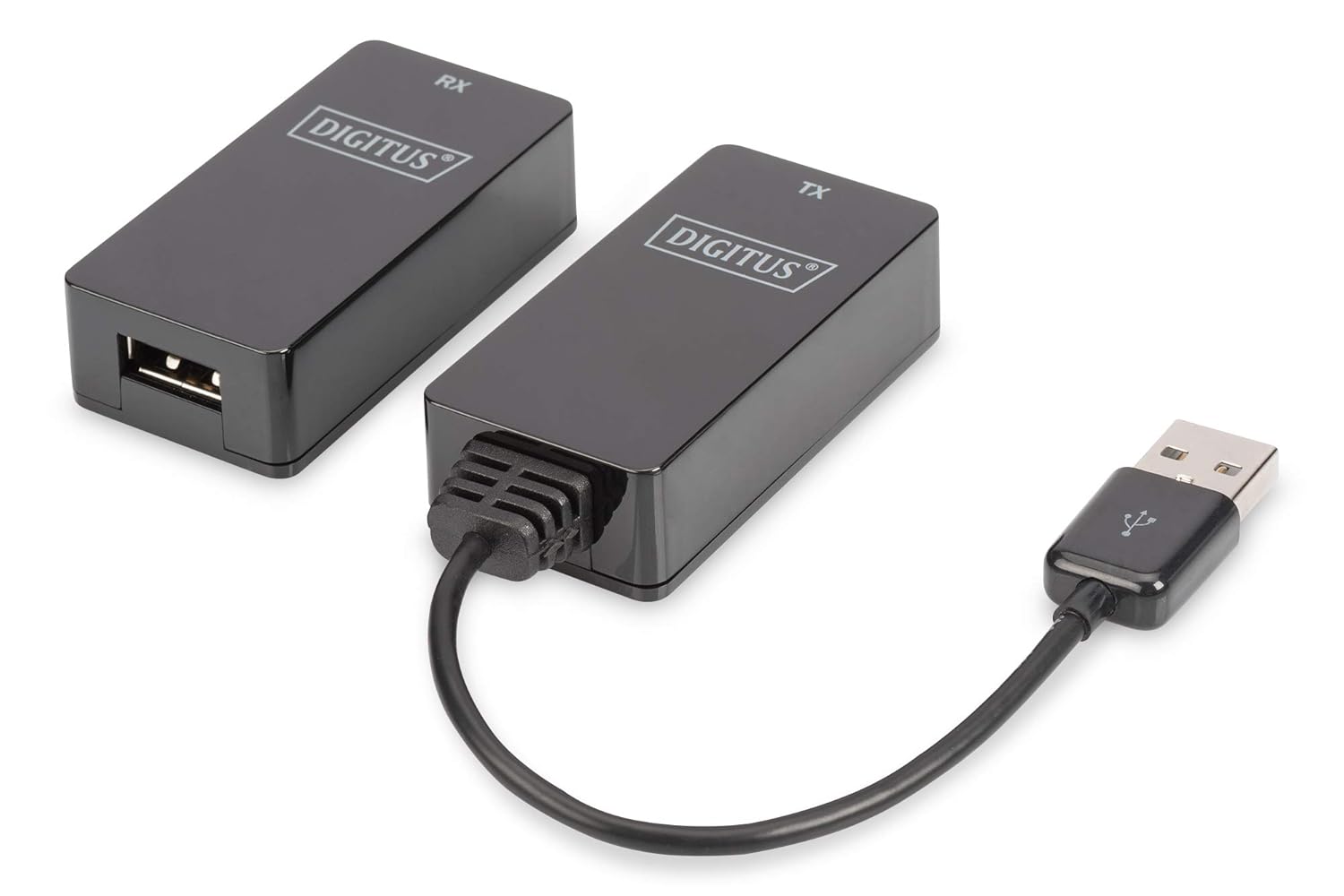 Digitus USB Extender - Range 45 m - USB 1.1 - UTP, STP & S-FTP Network Cable from Cat-5 - Plug & Play - Black