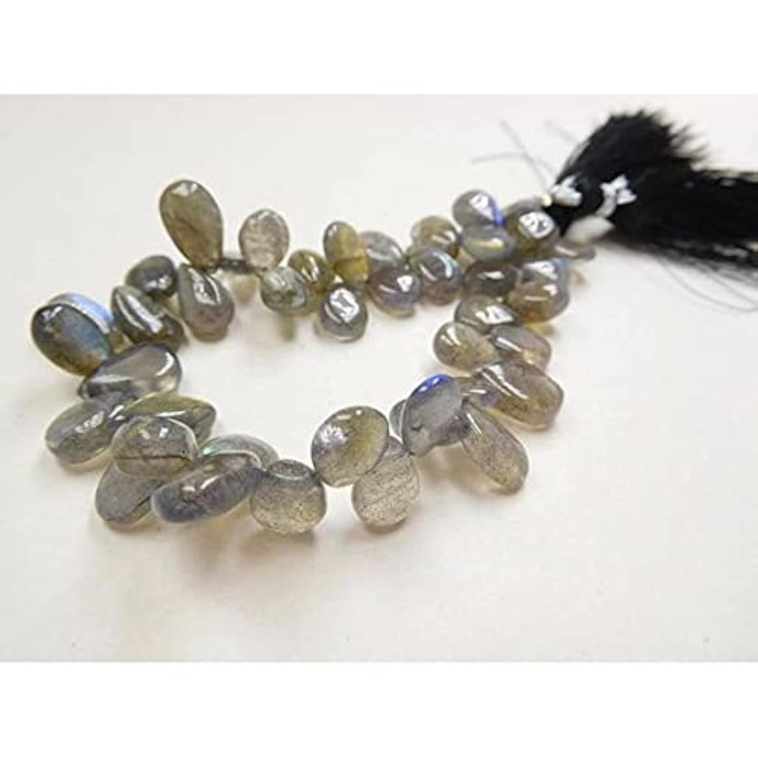 Perles briolette labradorite véritable 7x10 mm sans aspérité pour montages délicats sans casse