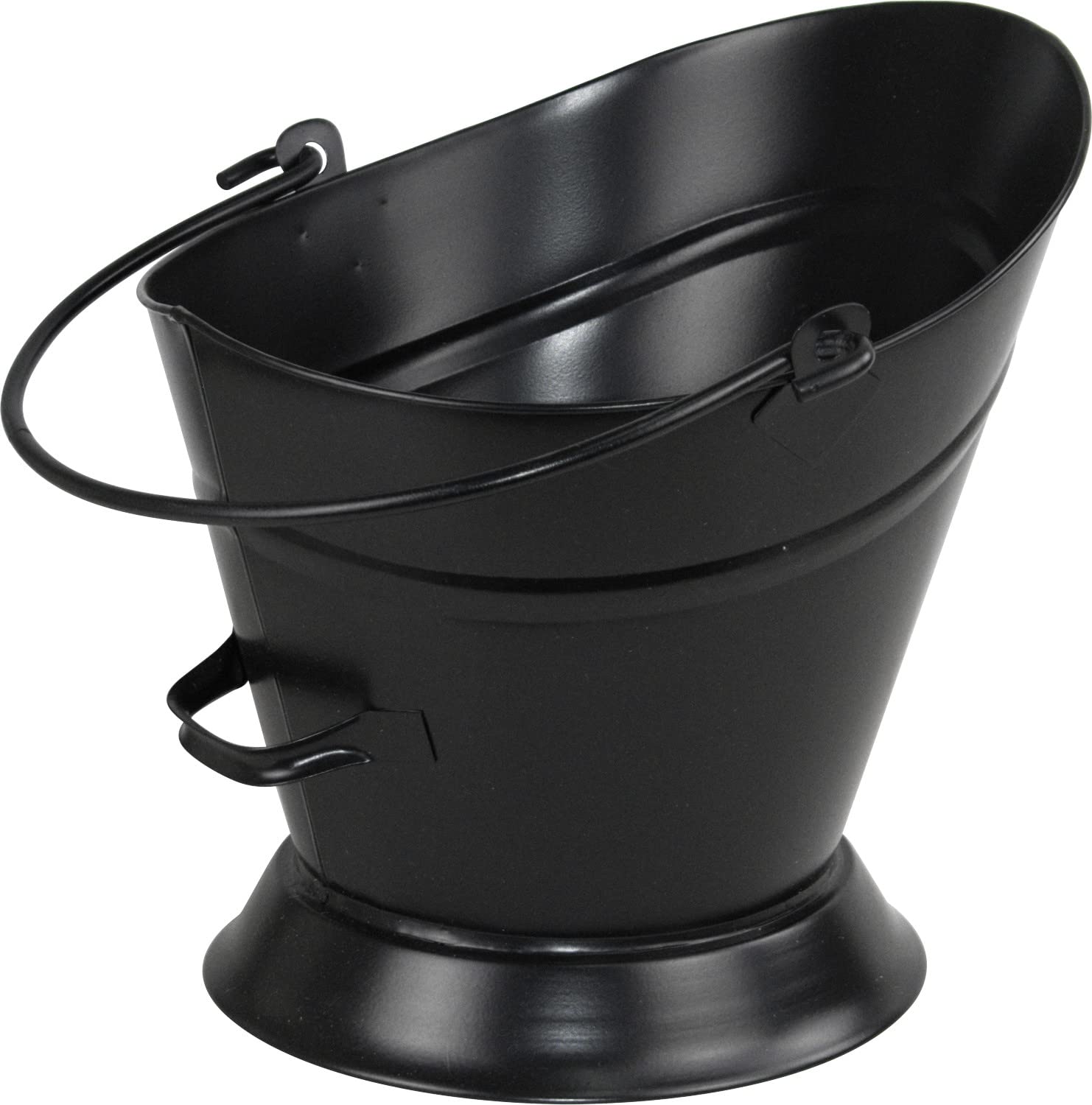 Sterling Ventures Black Galvanised Metal Fireplace Round Coal Scuttle Bucket Hod 31Cm