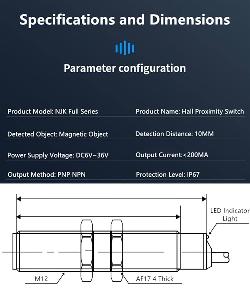 Przełącznik zbliżeniowy M8 sucha rura 24 V Magnetyczny