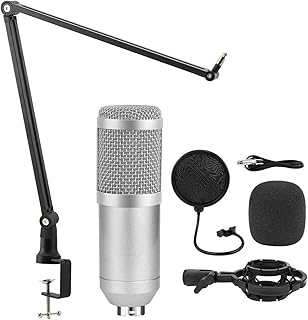 Sound Card Kit Microphone Studio V8 Sound Card Phantom Power Kits Bm800 Condenser Microphone For PC Computer Recording Karaoke Streaming Studio Setup For Recording Music ( Color : Silver Mic kits 1 ,