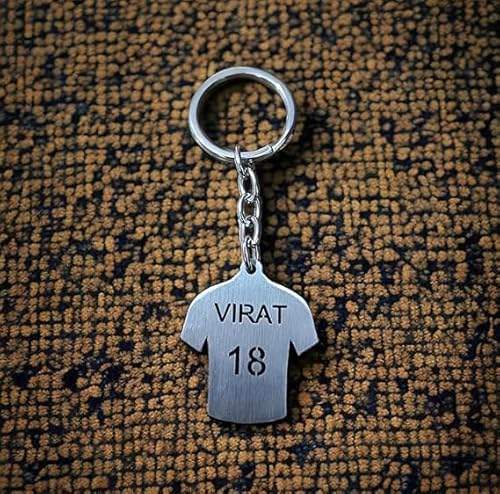 Blue Aura Virat Kohli Indian Cricket Jersey 3D Silicone Keychain With Amazing Belt Or Ribbon, Blue