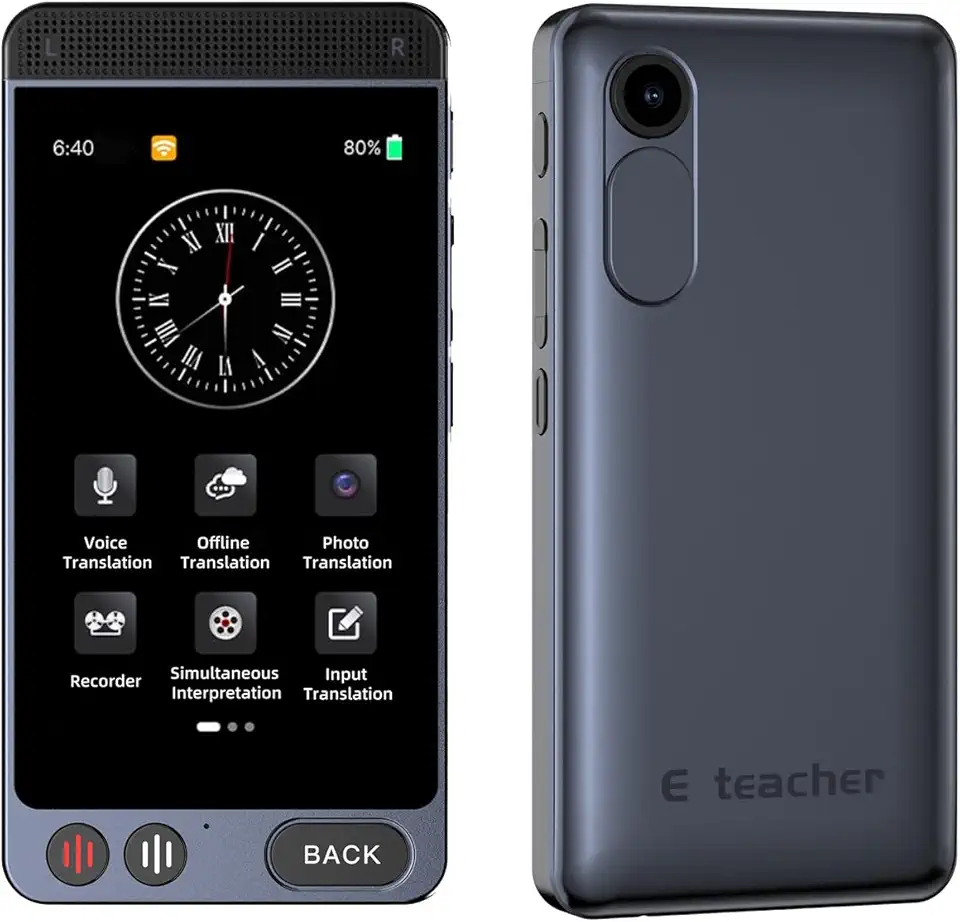 Dispositivo tradutor de idiomas, tradutor de IA de 142 idiomas com bateria de 2000 mA, tradução de voz em tempo real bidirecional, tradutor instantâneo inteligente portátil para voz/texto/foto