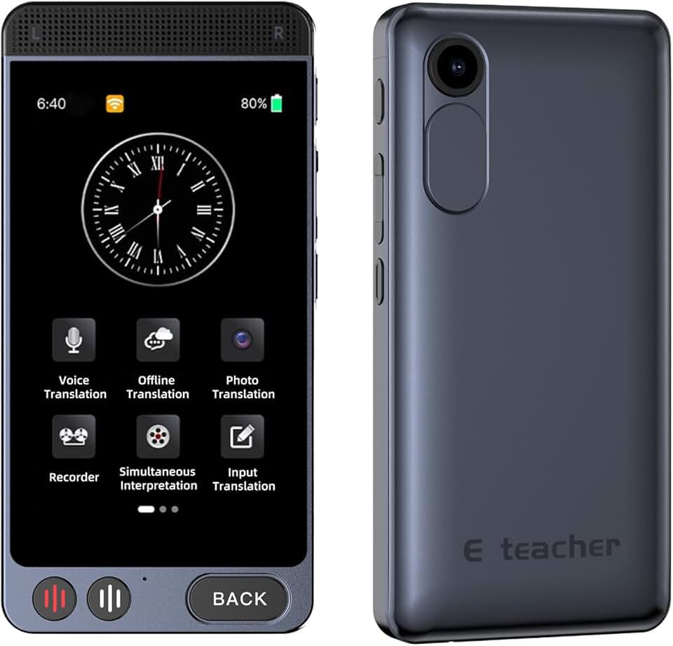 Dispositivo tradutor de idiomas, tradutor de IA de 142 idiomas com bateria de 2000 mA, tradução de voz em tempo real bidirecional, tradutor instantâneo inteligente portátil para voz/texto/foto