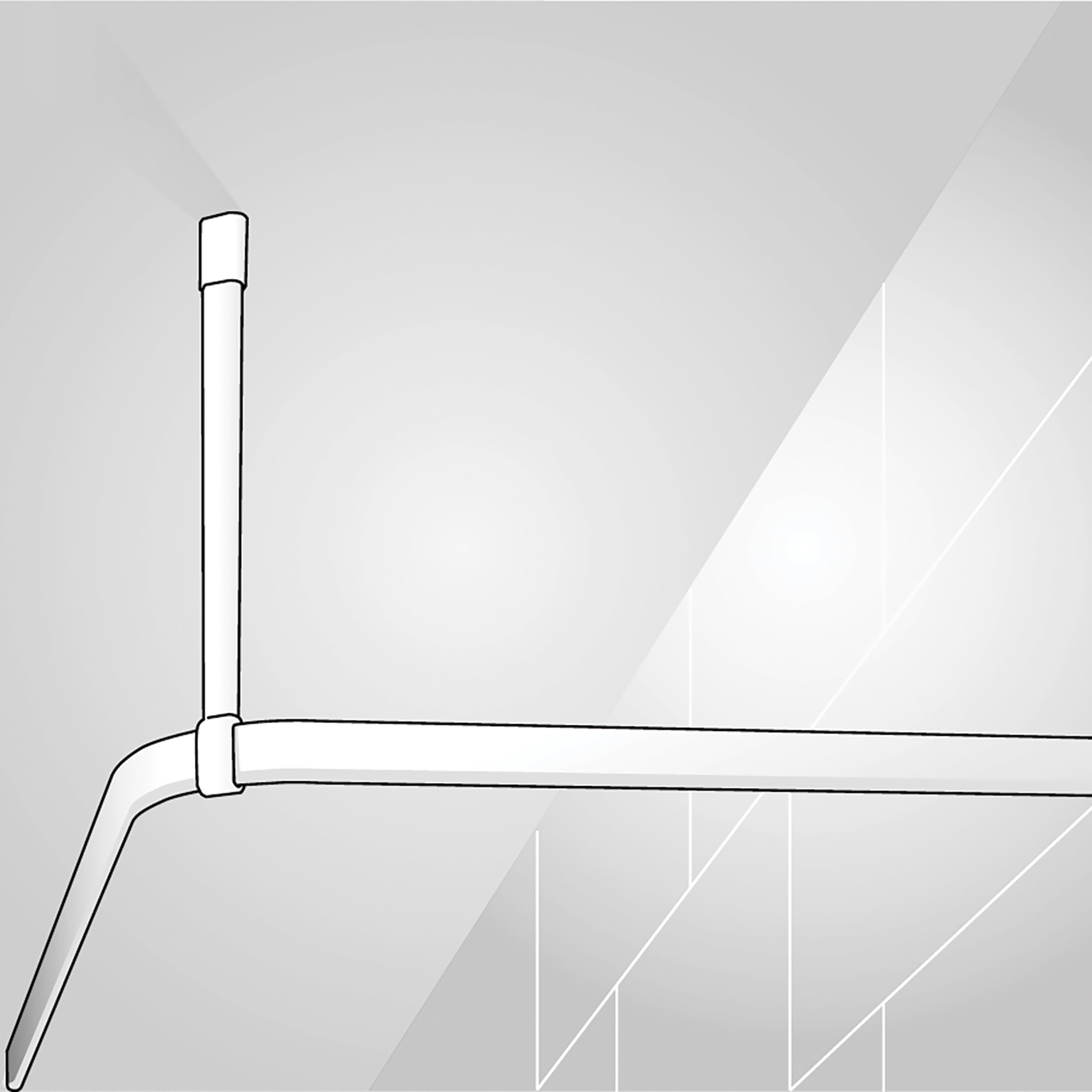 Spirella Teleskopstange Rondo | Duschvorhangstange | verstellbar, sicherer Halt zum Schrauben| als Duschstange, Kleiderstange | Weiß 90 x 90 cm, Radius 45, One Size