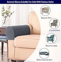 Vista 5 de Funda para reposabrazos, protector de muebles, fundas elásticas para brazos de sofá, funda lavable para sillón, funda de brazo para sofá, silla