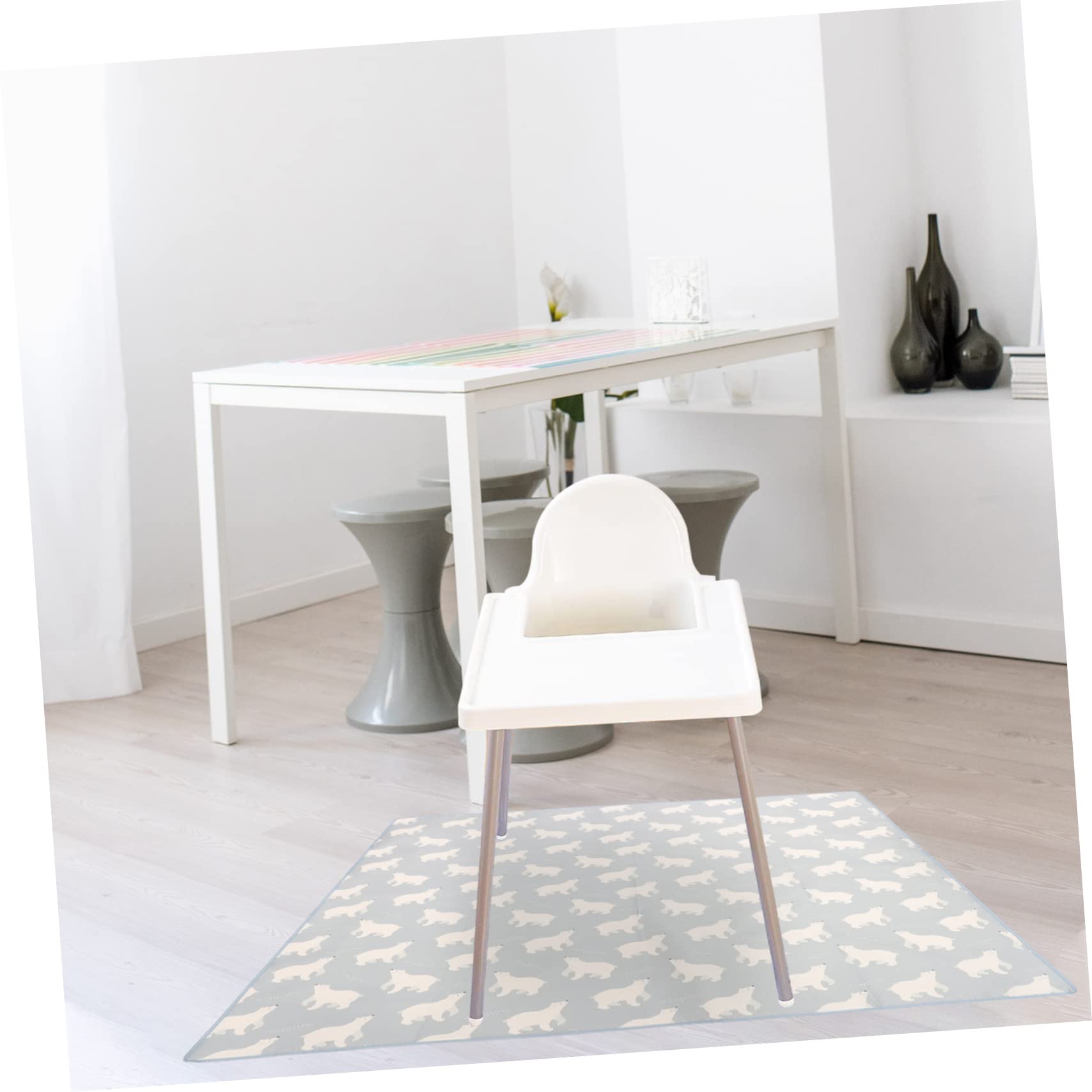 Tapis sous Chaise Haute Bébé Antidérapant en Polyester