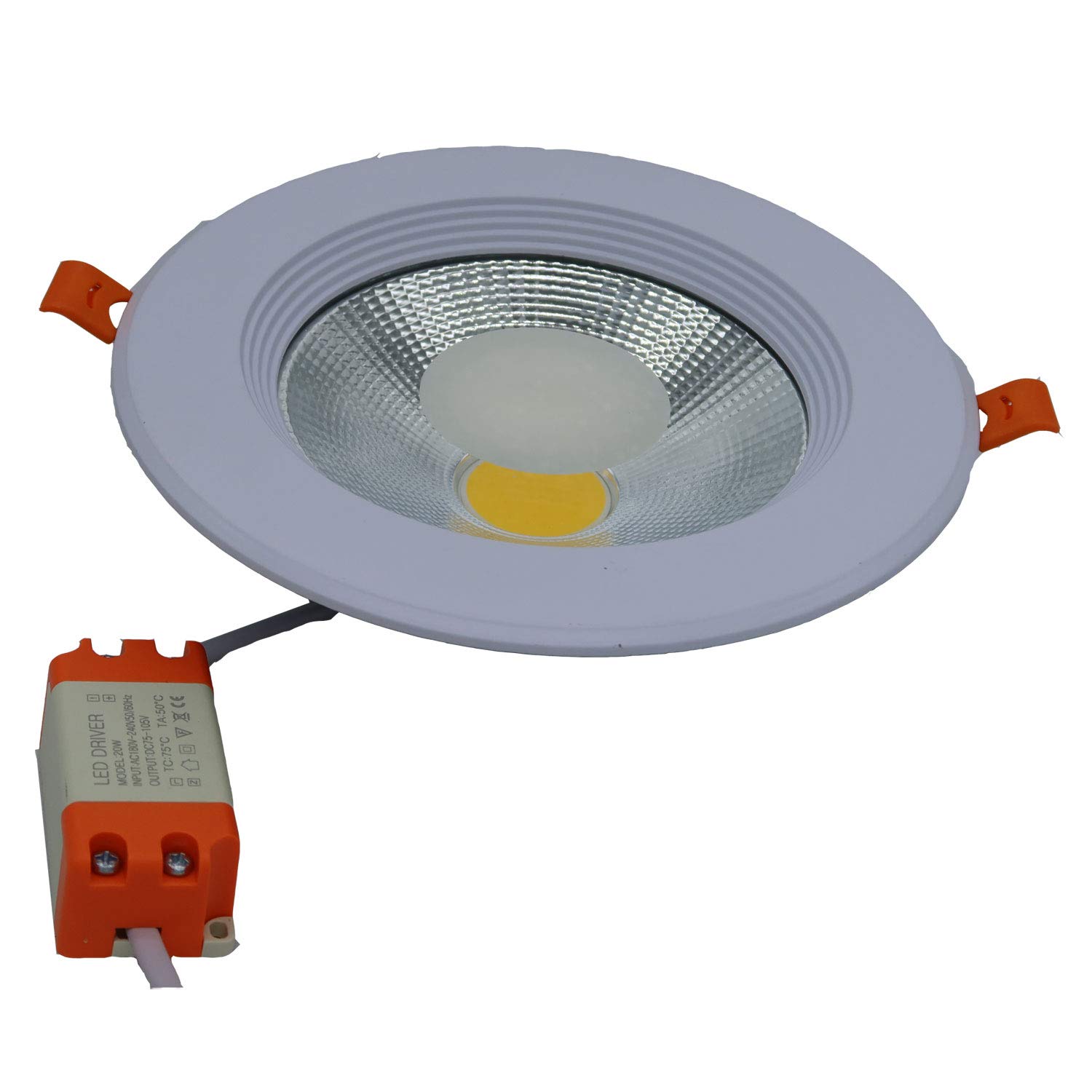 ALL-TECHDownlight COB Spot Light 20W AC220V Recessed Adjustable Wash Wall Lamp Indoor Ceiling Lighting Fixture, for Bathroom Hallway Stage Office Decoration (WHITE, 20W)