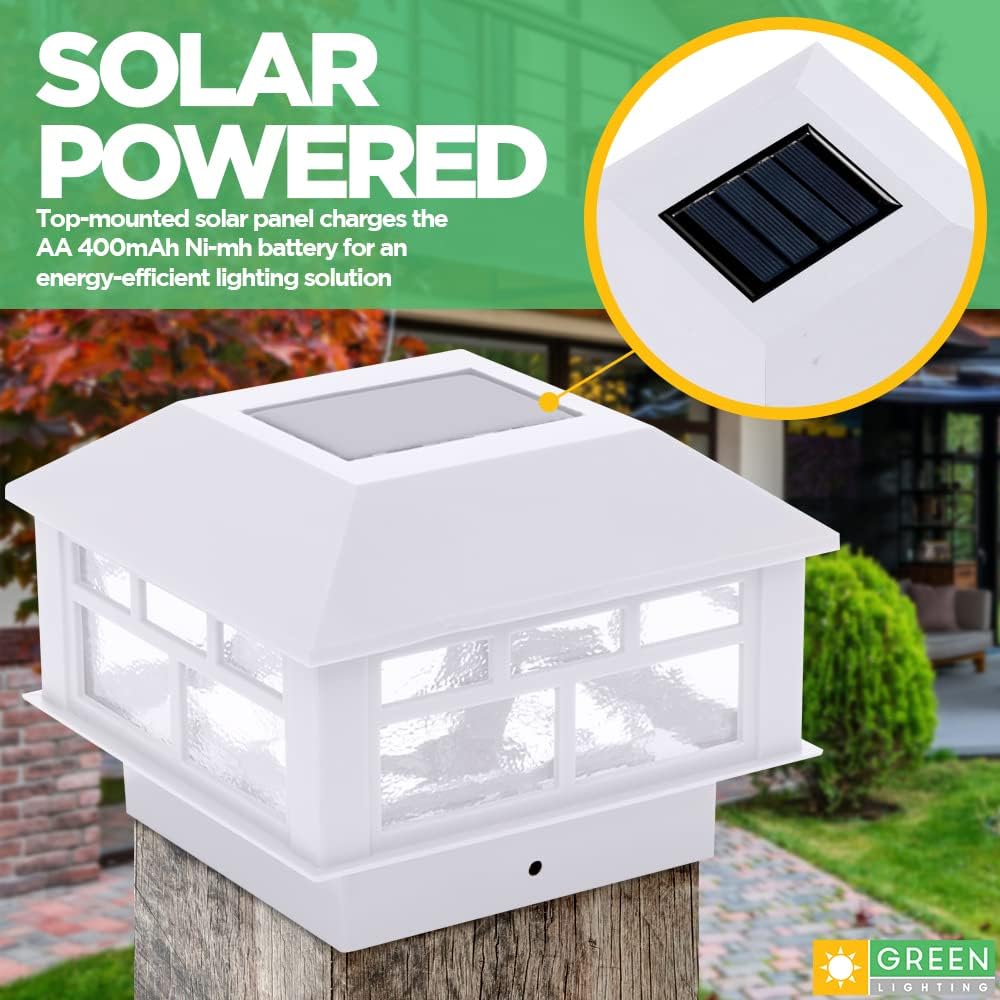 One-Day Sale: Up to 60% Off GreenLighting Solar Post Cap Lights 4x4 5x5 - Fence Post Lights - Outdoor Waterproof Solar Powered LED for Wood Vinyl Post Caps - Modern Deck Solar Post Light (12 Pack, White)