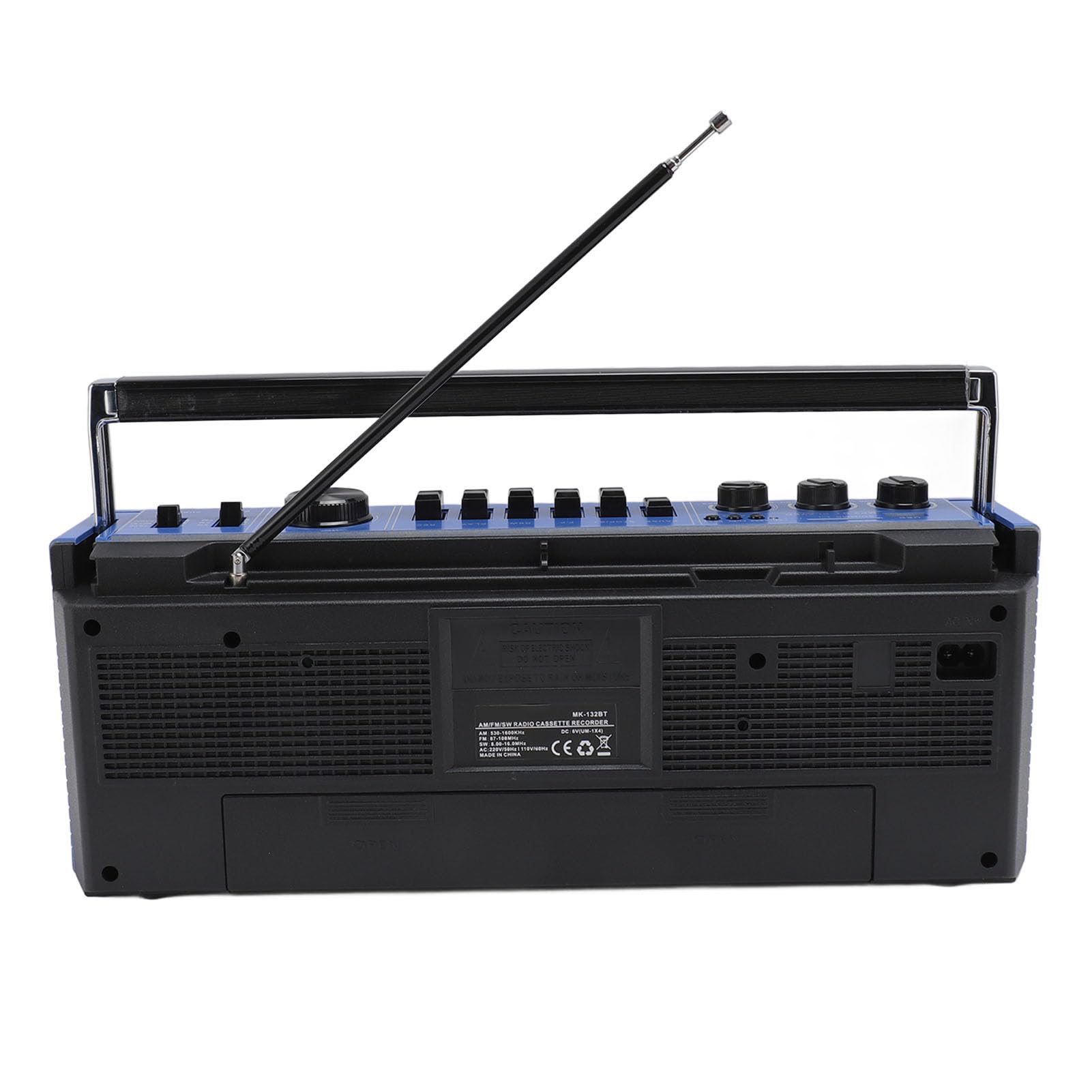 Kassetten Boombox, Retro Blueooth Boombox mit USB, SD und 3,5 Mm AUX Eingang, AM FM SW Kassettenspieler und Recorder (Blue)