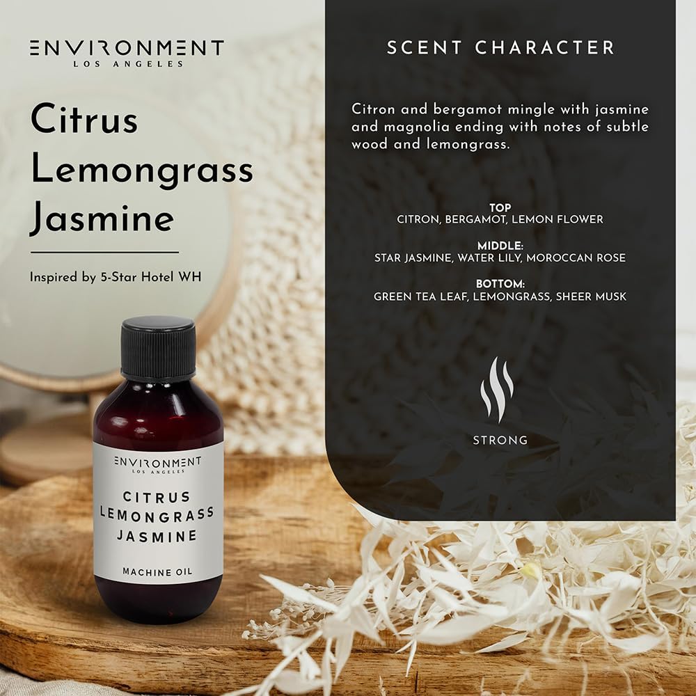 ENVIRONMENT Inspired by 5-Star Resort WH 16oz Oil, Luxury Machine Diffusing Oil (Citrus | Lemongrass | Jasmine) Home Fragrance Products, Fragrance Oil, Diffuser Refill, Vegan & Cruelty-Free