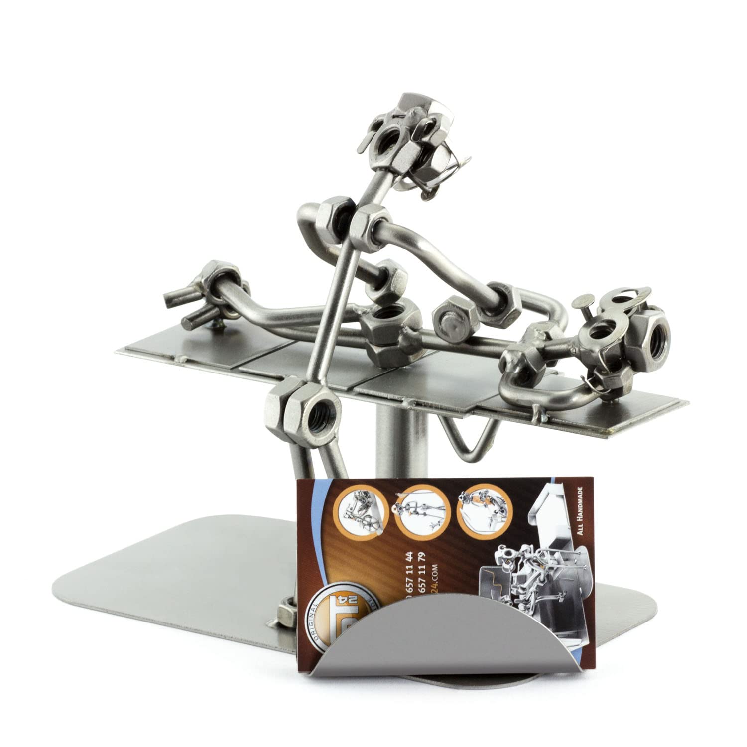 Steelman24 I Nuts and bolts sculpture Chiropractor With Business Card Holder I Handmade ornaments I Made in Germany I I Metal figurine