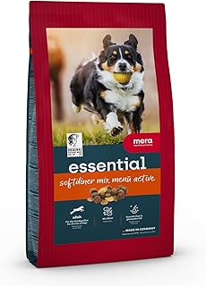 MERA Essential Softdiner, Hundefutter trocken für sportliche Hunde, Trockenfutter mit Geflügel, gesundes Hunde Futter mit Omega-3 und Omega-6 für Haut und Fell, Mix Menü (12,5 kg) product image