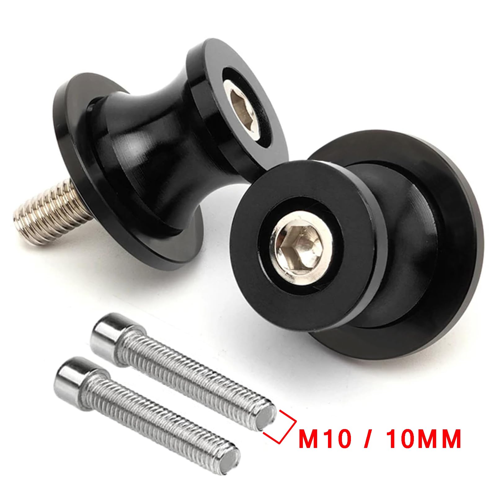 QJY 2pcs M10 Moto Nottolini Cavalletto 10MM Bobine Universal per K-AWA-SAKI Z650 Z800 Z750 Z1000 Ninja 400 650 ZX-10R ZX-6R Duke 125 250 390 CFMOTO 450NK 450SR 450MT 800MT - Nero