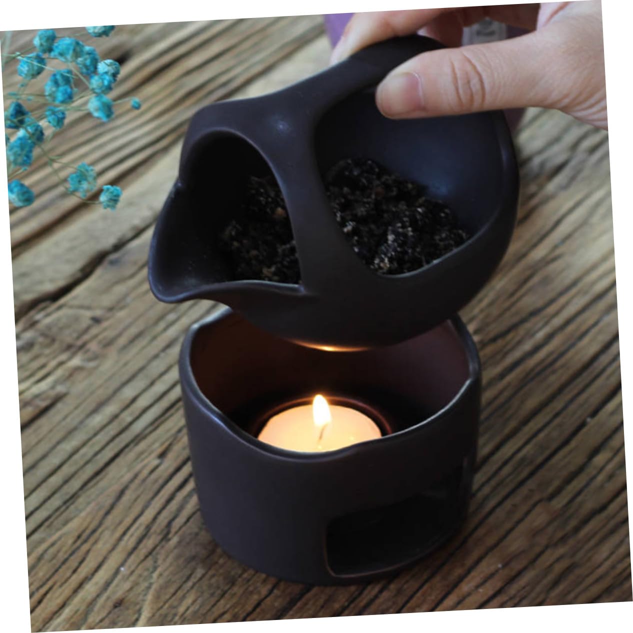 TOYANDONA Mini Tetera y Infusionar Té Marrón Ligera y Portátil de Cerámica Soporte para Vela, Herramienta Práctica para Hornear en Casa