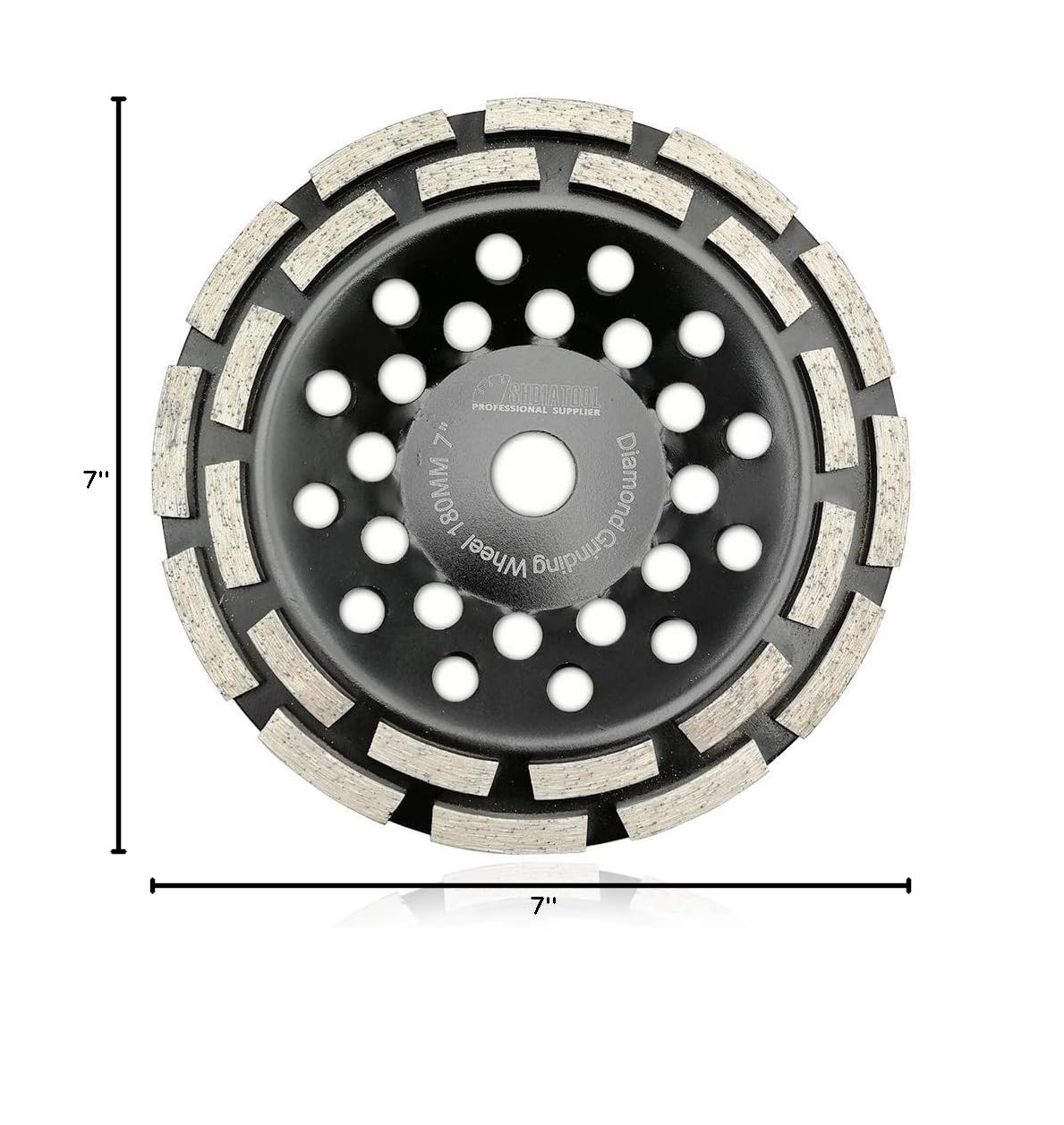 SHDIATOOL 7-Inch Double Row Diamond Grinding Cup Wheel for Concrete, Granite, Marble, Masonry, Brick – 7/8-Inch -5/8 Inch Arbor, Aggressive Grinding