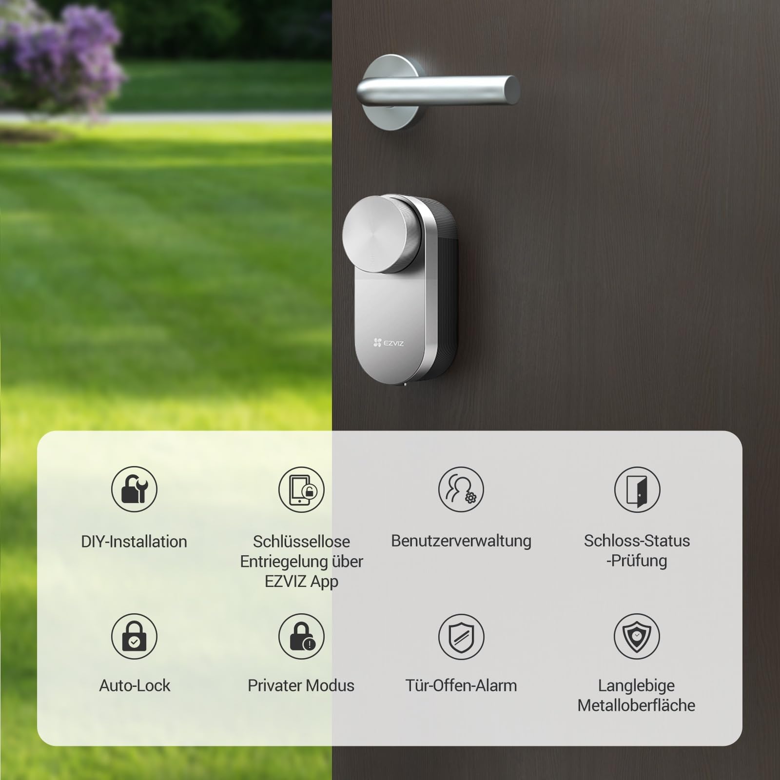 EZVIZ Smart Lock DL01 Pro mit Keypad & Gateway & Türsensor, Elektronisches Türschloss mit Austauschbaren Batterien, Smartes Türschloss, Öffnen per Ezviz App, Code, RFID karte, Unterstützt Matter
