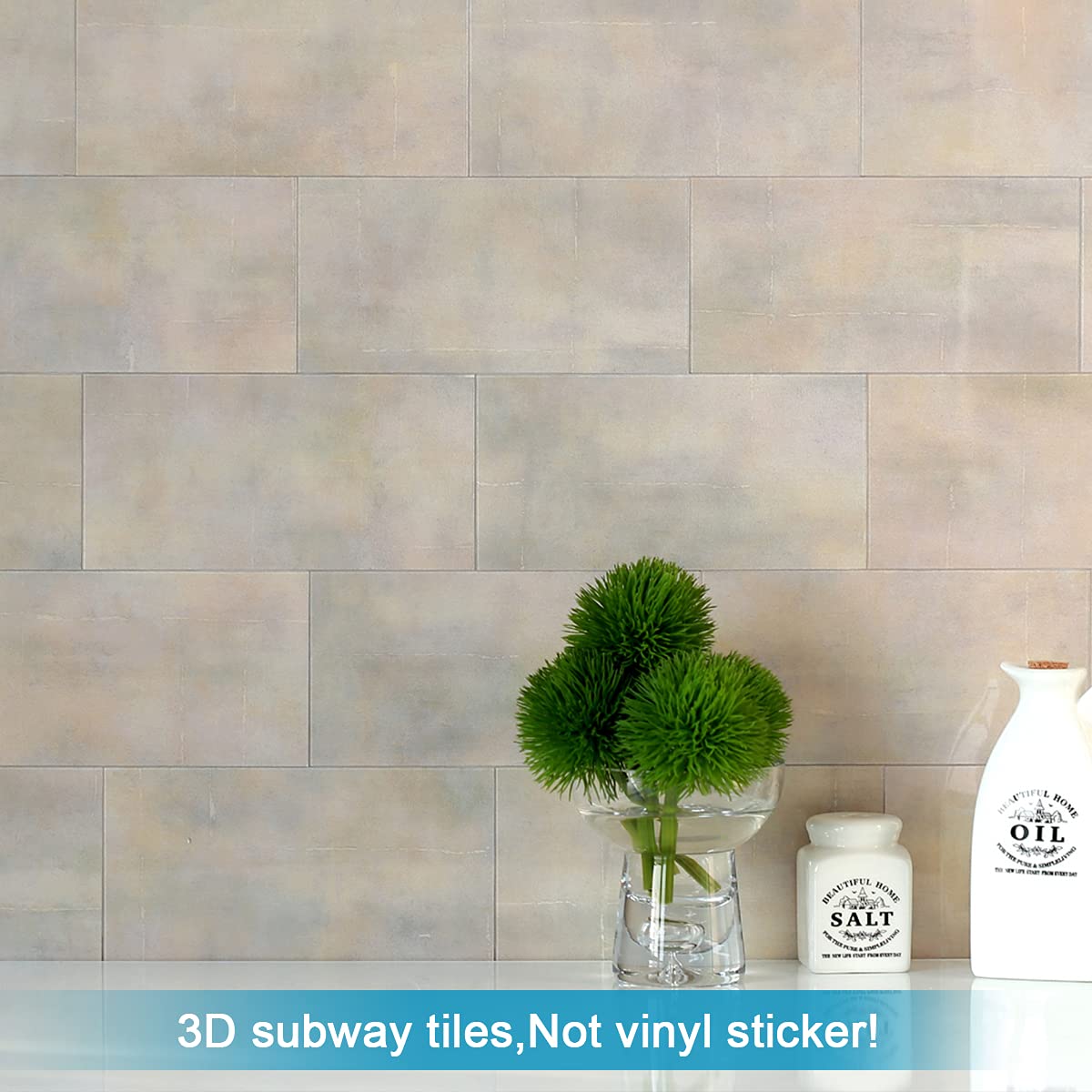 BeNice Peel and Stick Backsplash Large Bathroom Subway Tiles,Peel and Stick Tile Kitchen