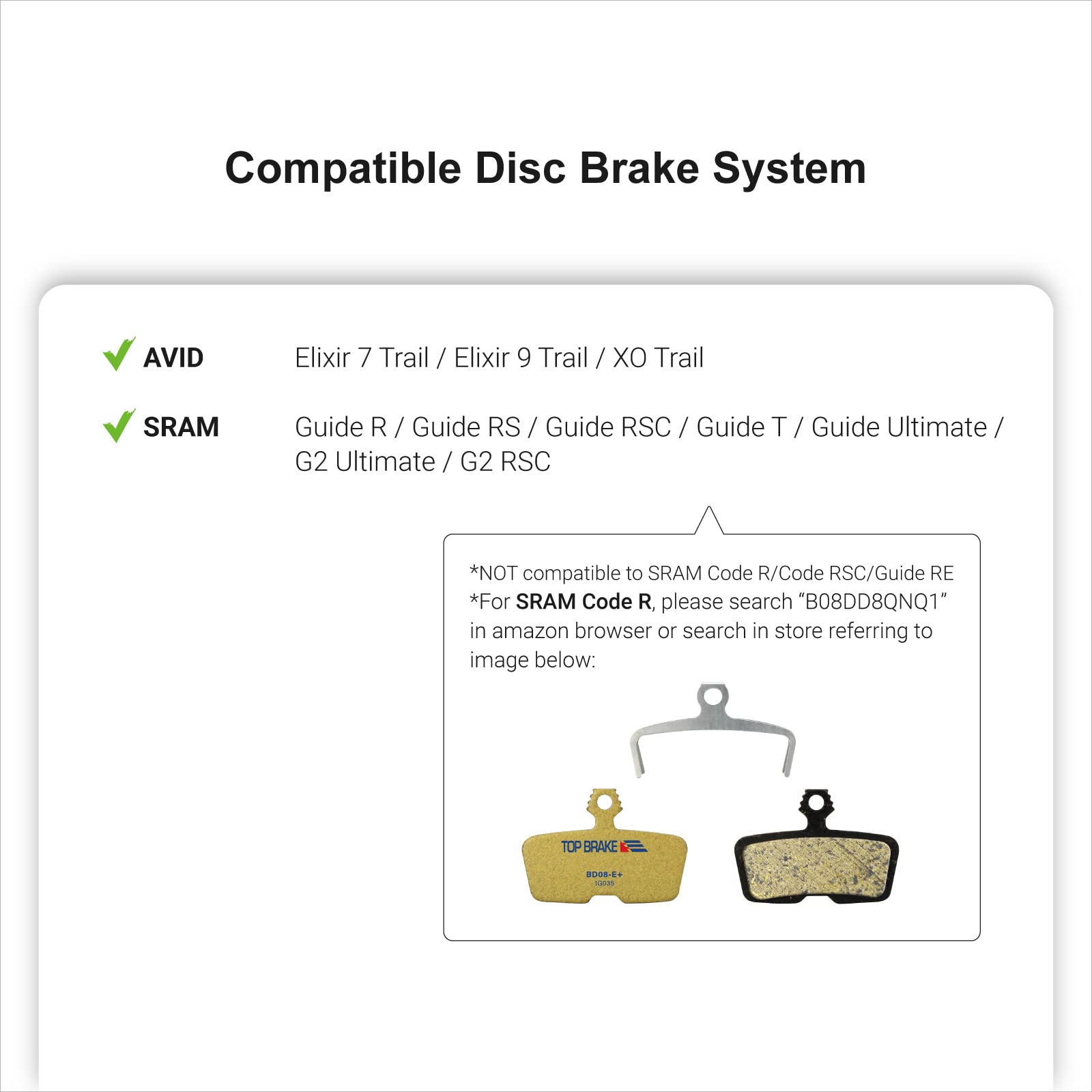 Pastiglie Freni TOP Brake Per E-Bike - Compatibili Con SRAM Guide, G2, Avid Elixir, Formula Per MTB - 10