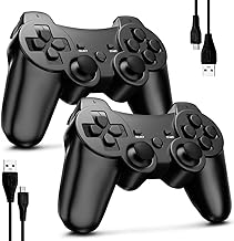 Boowen Wireless Controller for PS3 2 Pack, 6-Axis High Performance Motion Sense Dual Vibration Upgraded Gaming Controller Compatible with Sony for Playstation 3