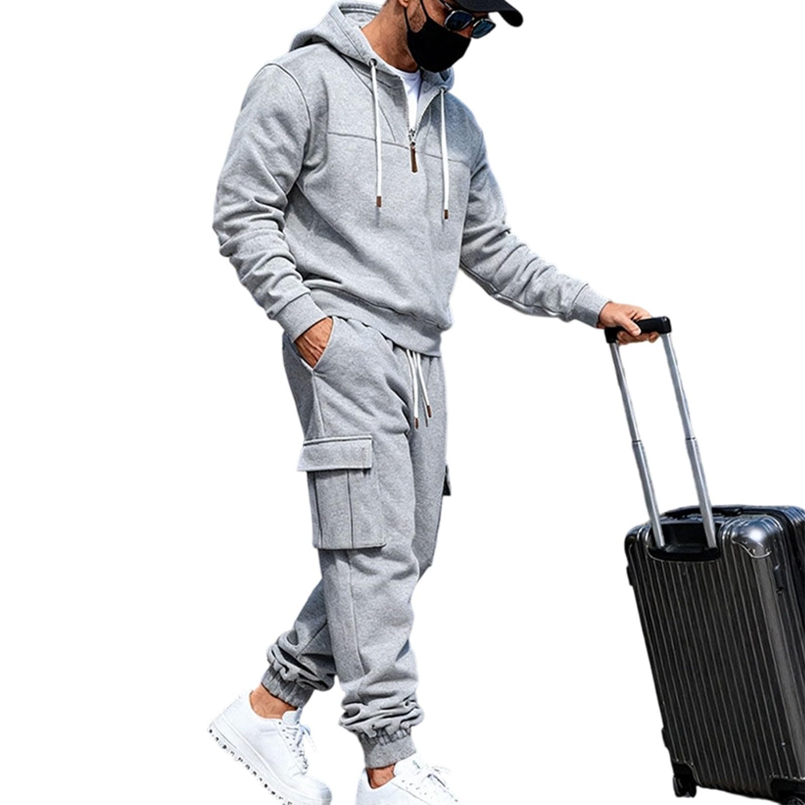 Co Ord - Chándal con media cremallera para hombre, con forro polar