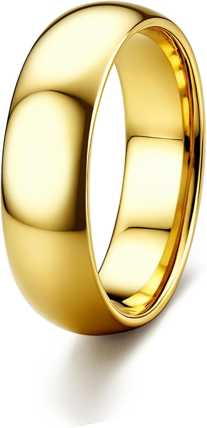 ORAZIO Stainless Steel Rings for Men Women 6MM 8MM Wedding Band Rings Silver/Black/Gold Domed High Polished Basic Wedding Bands Comfort Fit Size 6-14