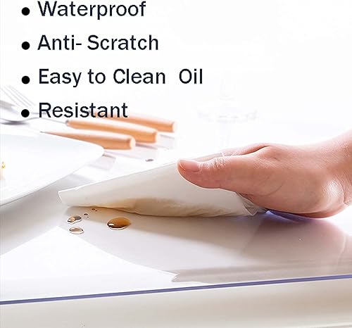 Miniatura 2 de Mantel rectangular transparente de 55 x 79 pulgadas, transparente, impermeable, de plástico, grueso, protector de mesa de comedor, mantel de PVC