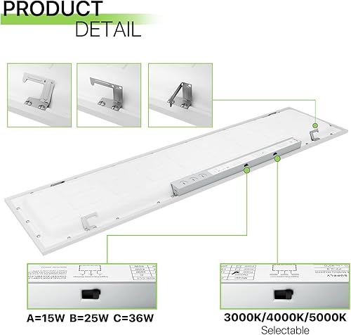 Miniatura 6 de Magshion Luz LED empotrada de 1 x 4, 3000K 4000K 5000K CCT y lámpara de techo seleccionable de 3 pies, lámpara de techo moderna para sala de estar,