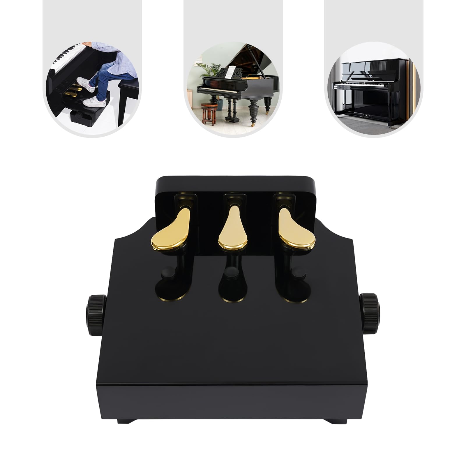 MINRS Banco extensor de pedal de piano, extensión de pedal de piano para niños, altura ajustable con tres pedales de metal, cuatro alfombrillas antideslizantes para niños, accesorios de ayuda, color