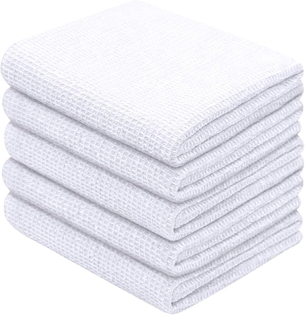 Pack of 10 Classic Waffle Weave Kitchen Tea Towels - Absorbent and Quick Dry - Professional Grade and Durable- High Density Weave, Thick Construction(220 GSM) Lint Free - Bar, Catering, Restaurant Cloth- 50 x 70 cm