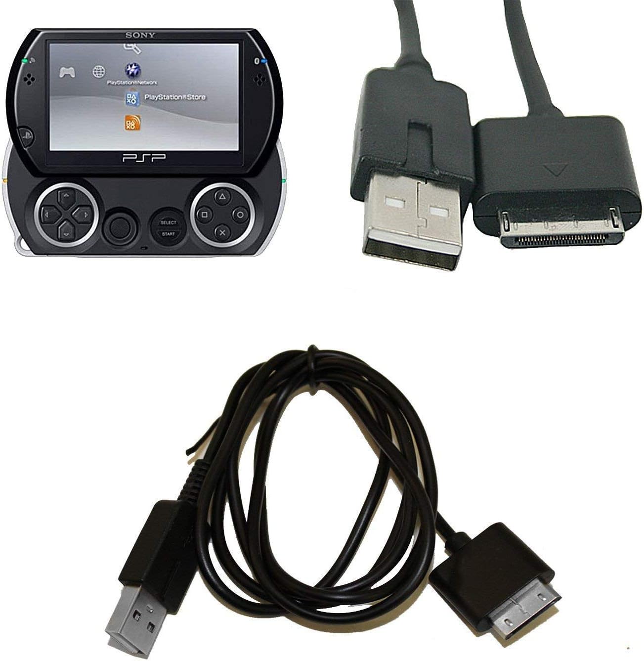 Replace USB 2.0 Data Sync Transfer and Power Charger Cable for Sony PSP GO New Black 2-in-1 USB 2.0 (Black)