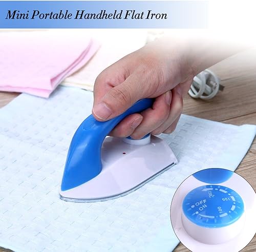 Miniatura 4 de Jiawu Mini plancha pequeña, plancha de ropa portátil, diseño compacto, suela antiadherente, cable de alimentación extralargo, se calienta