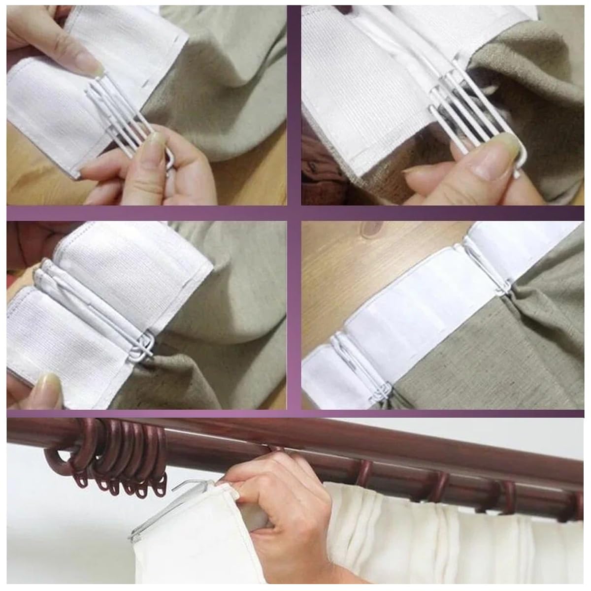 Gardinenhaken 60 Stück Edelstahl - Vorhanghaken Mit 4 Zinken Für Schienen