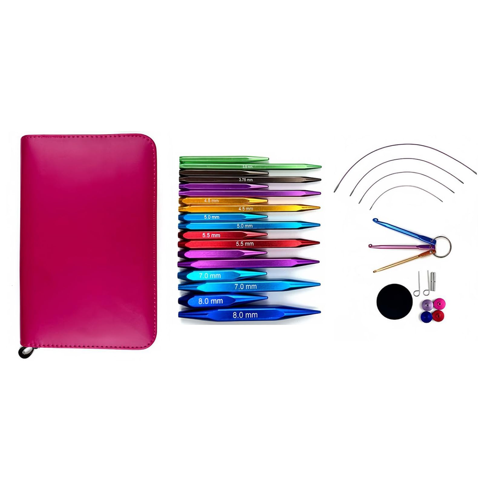 9Pairs Interchangeable Circular Knitting Needle Set 3.5mm-8.0mm Aluminum Set for Sweater Sock Ergonomic