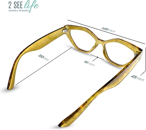Miniatura 7 de Lentes de lectura geométricos de ojo de gato verde y dorado para mujer para lucir elegante con alta visión, cómodos lentes de lectura para mujer con