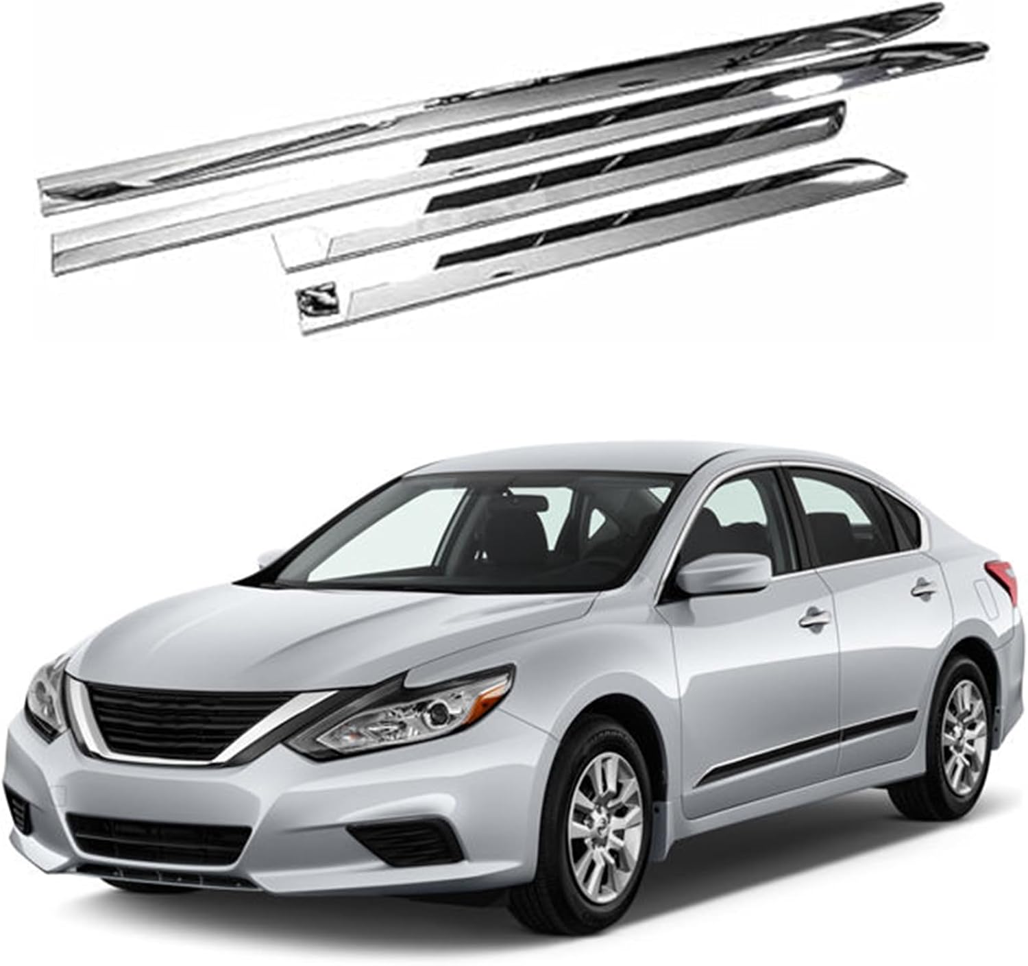Chrome Door Body Side Molding Trim Compatible with 2013-2018 Ni ssan Altima SL SR Advance Sedan Lower Left and Right Body Molding Trim 4Pcs