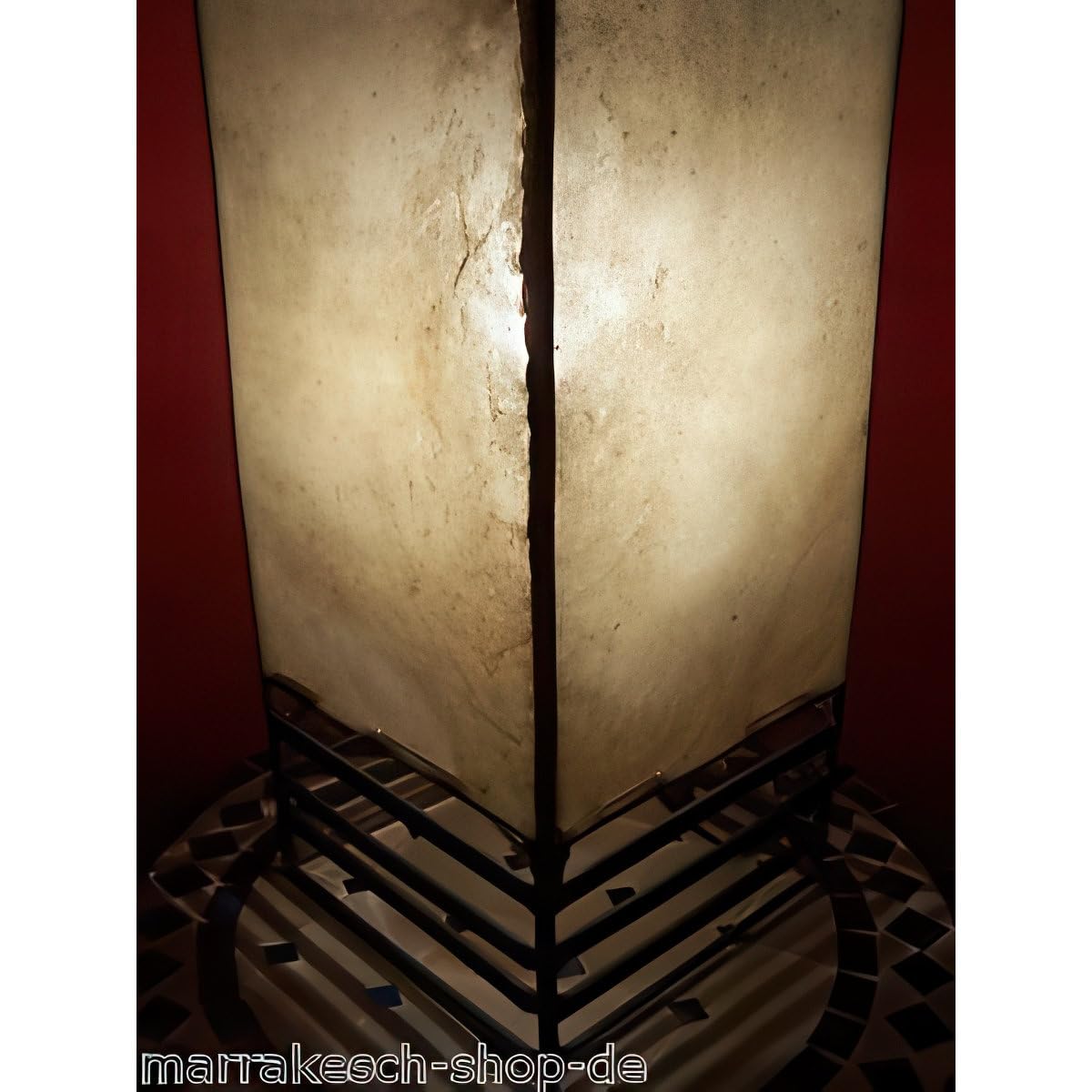 Orientalische Stehlampe Koutoubia modern aus Leder in Natur 120 cm