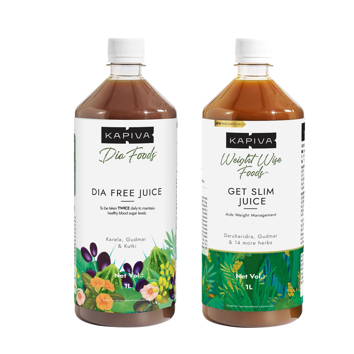 Kapiva Dia Free Juice + Get Slim Juice | Diabetes & Weight Management Combo