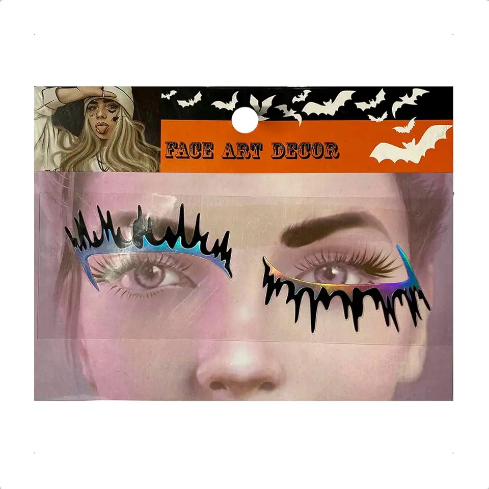 Maquiagem Feminina de Halloween para os Olhos Fácil Adesiva Fantasia Gótica Vampira Bruxa Feiticeira