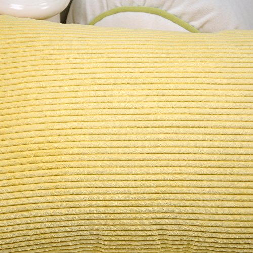 Calitime Pack Of 2 Cozy Pillow Covers Cases For Couch Bed Sofa Ultra Soft Corduroy Striped Both Sides 12 X 20 Inches Bright Yellow #TOP5