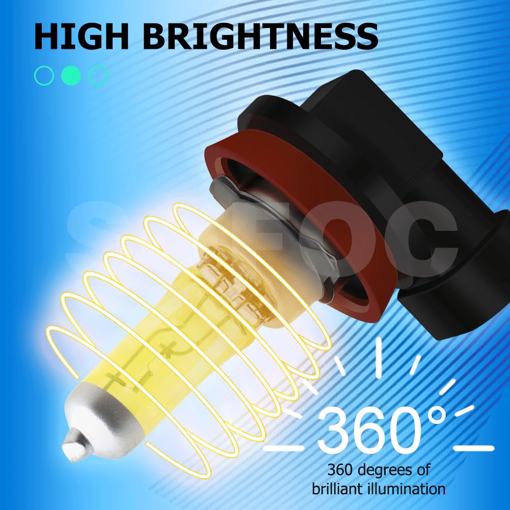 SOFOC-H16 Luci fendinebbia ausiliarie per auto 12V 19W Luce gialla Alta penetrazione Plug & Play Senza polarità 2 pezzi
