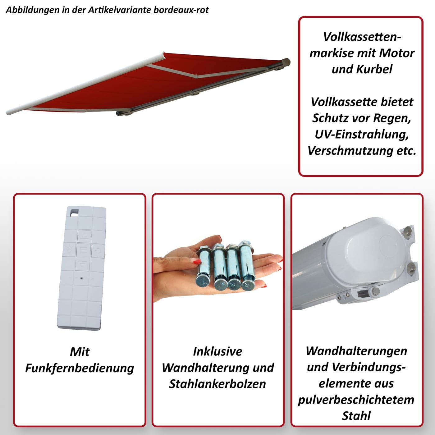 Mendler Kassettenmarkise T122 - Polyester blau-grün, Rahmen grau