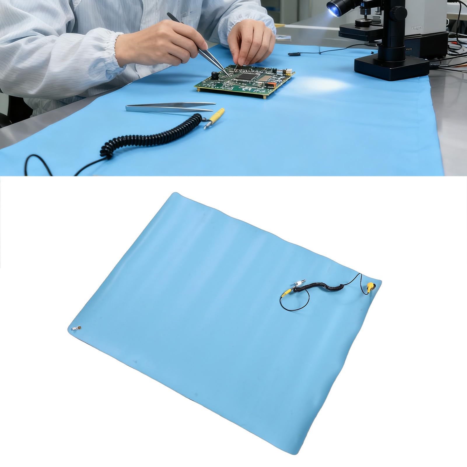 Fabater Antistatische Matte mit Erdungsdraht-Gummi, ESD-Matte, Werkbank-Erdungspad für Computer-Elektronik-Reparatur, Löten, Löten, PC-Bau, Montage