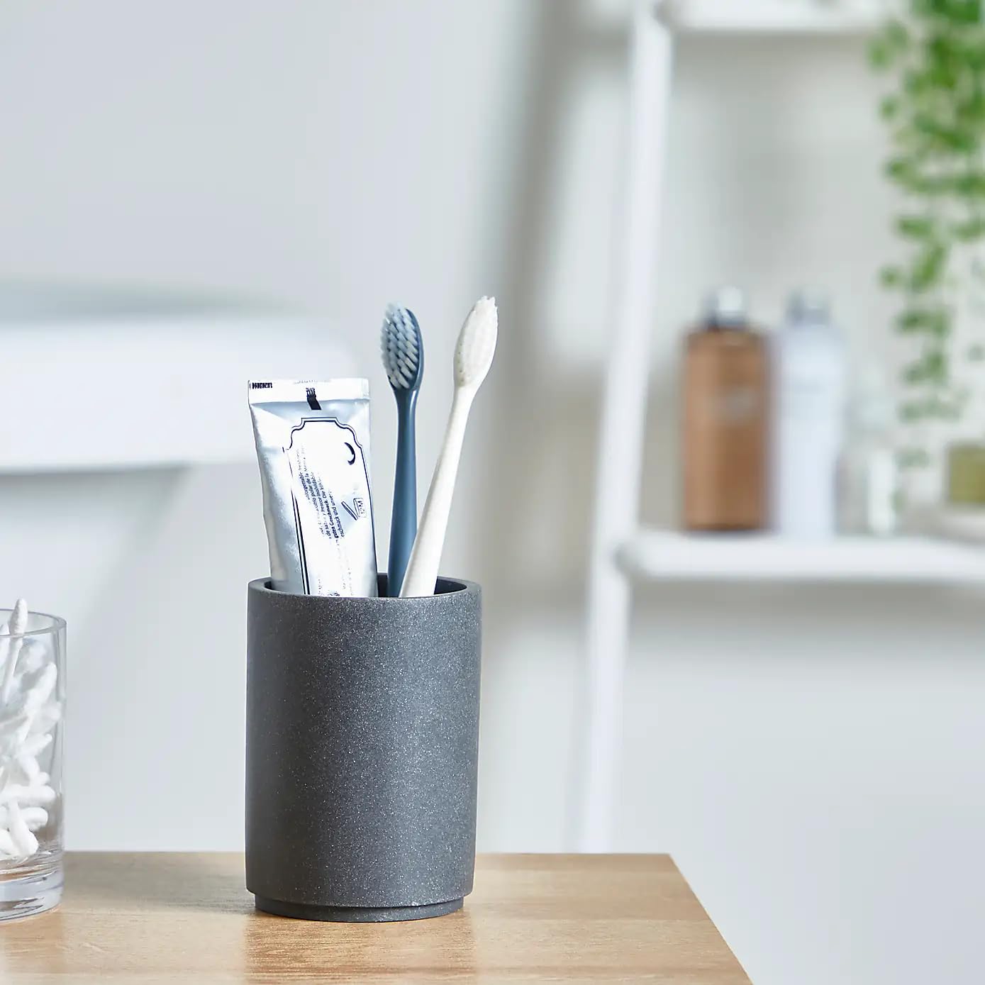 New Durable Grey Finish Resin Tumbler Toothbrush And Toothpaste Holder Bathroom Decor - M32