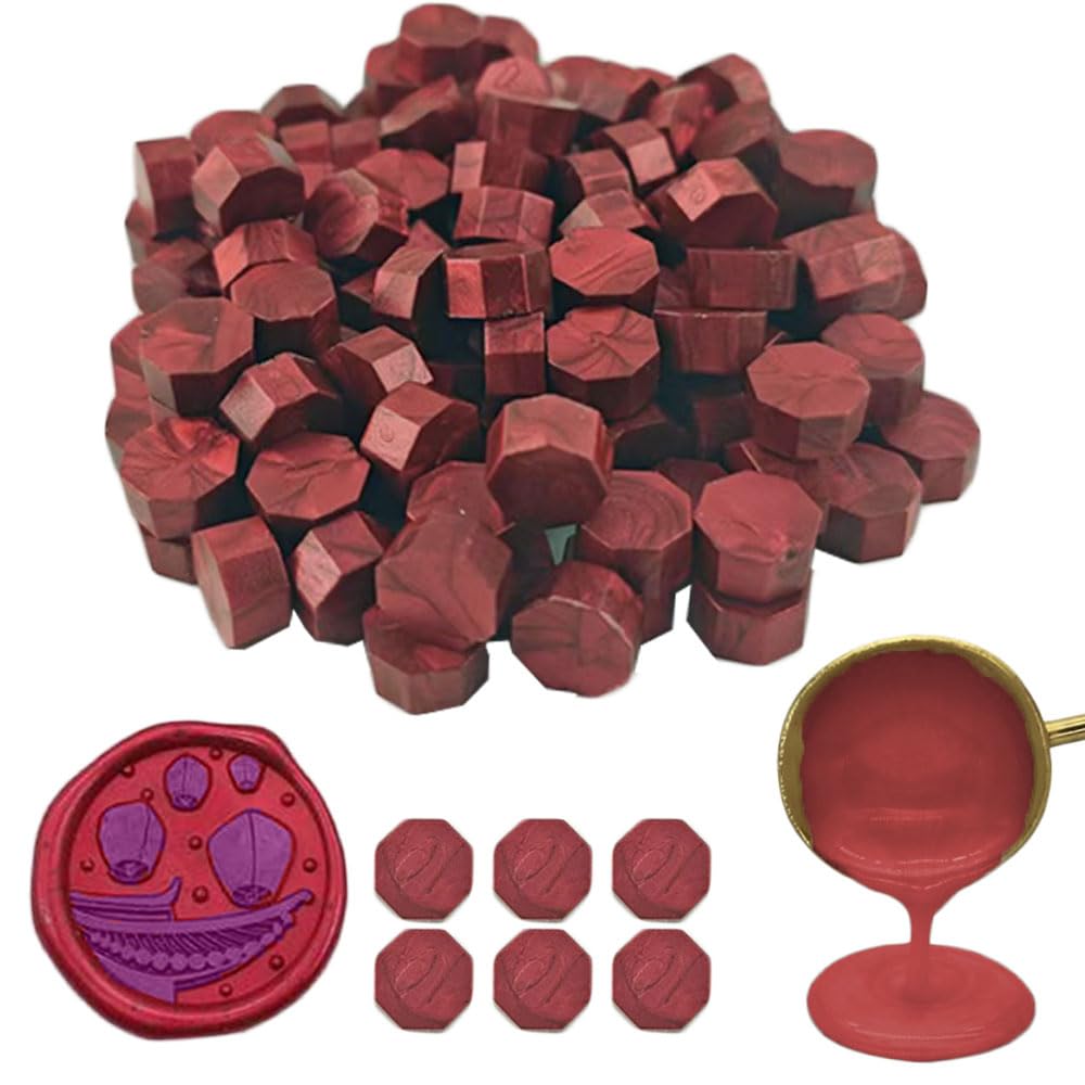 Ioggtser Octagon Sealing Wax Beads for Seal Stamp - 360 PCS for Making Seals for Wedding and Party Invitations (Flame Red)